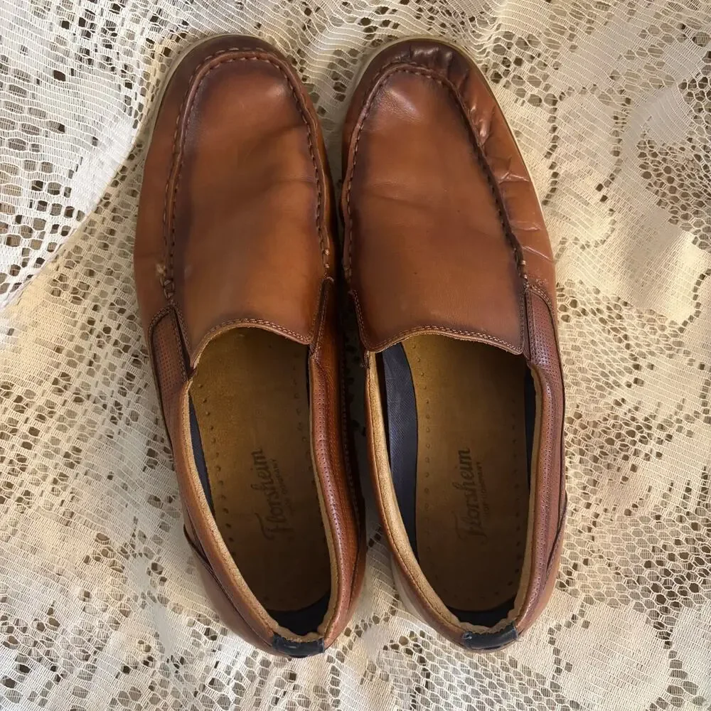 Florsheim Talladega Men's US 13 M Cognac Brown Venetian Leather Loafer Shoes